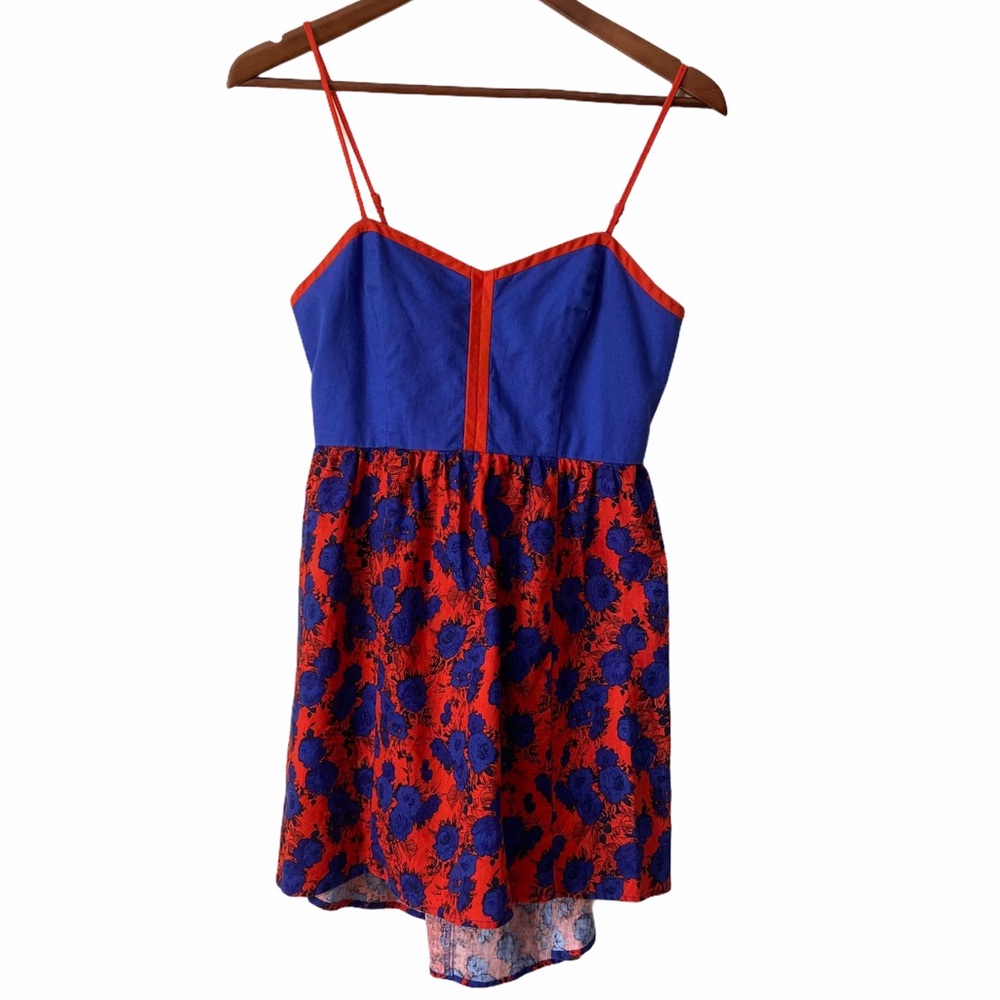 Urban Outfitters Cope Blue Red Linen Blend Dress Small